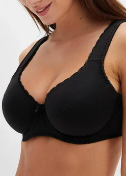 bonprix Große Cups D-H|Bhs|BH mit Bügel mit weicher Bio-Baumwolle (3er Pack) schwarz + cremerosa + mattsilber