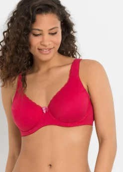 bonprix Große Cups D-H|Bhs|BH mit Bügel mit weicher Bio-Baumwolle (3er Pack) beerenrot + tiefseeblau + ecru