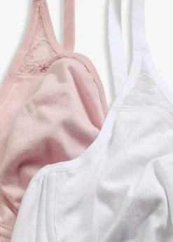 bonprix Wäsche·Baumwollunterwäsche|Wäsche·Bhs|BH mit Bügel mit weicher Baumwolle (2er Pack) mattrosa + weiß