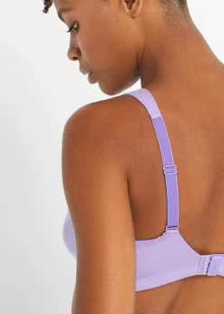 bonprix Große Cups D-H|Bhs|BH ohne Bügel mit Baumwolle (3er Pack) helllila + schwarz + mitternachtsblau