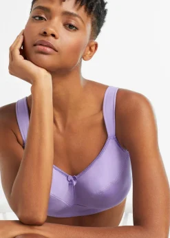 bonprix Große Cups D-H|Bhs|BH ohne Bügel mit Baumwolle (3er Pack) helllila + schwarz + mitternachtsblau