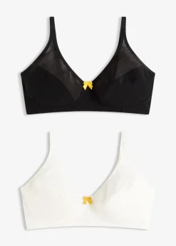 bonprix Wäsche·Baumwollunterwäsche|Wäsche·Große Cups D-H|BH ohne Bügel mit Baumwolle (2er Pack) schwarz+weiß
