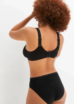 bonprix Große Cups D-H|Nachhaltigere Materialien|BH ohne Bügel mit Bio-Baumwolle (2er Pack) schwarz