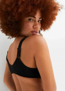 bonprix Große Cups D-H|Nachhaltigere Materialien|BH ohne Bügel mit Bio-Baumwolle (2er Pack) schwarz