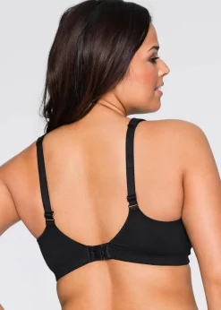 bonprix Große Cups D-H|Nachhaltigere Materialien|BH ohne Bügel mit Bio-Baumwolle (2er Pack) schwarz+weiß