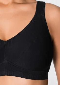 bonprix Große Cups D-H|Nachhaltigere Materialien|BH ohne Bügel mit Bio-Baumwolle (2er Pack) schwarz+weiß