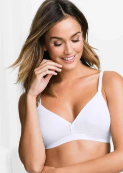 bonprix Wäsche·Basics|Wäsche·Bhs|BH ohne Bügel mit Bio-Baumwolle (3er Pack) weiß+hellblau