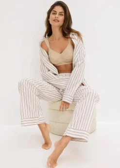 bonprix Große Cups D-H|Nachhaltigere Materialien|BH ohne Bügel mit Bio-Baumwolle (2er Pack) saharabeige/beere