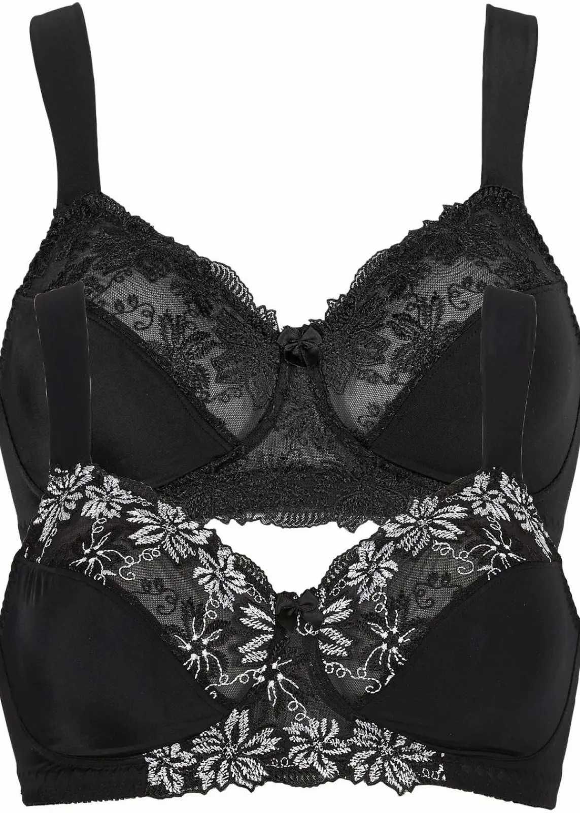 bonprix Große Cups D-H|Bhs|BH ohne Bügel mit gepolsterten Trägern (2er Pack) schwarz+schwarz/weiß