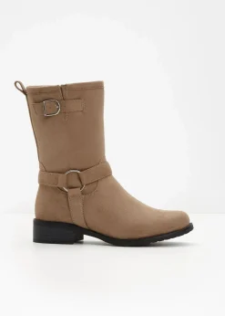 bonprix Gefütterte Winterschuhe|Boots|Biker Boot khakibraun