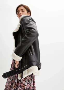 Biker-Jacke aus Lammfellimitat|bonprix Clearance