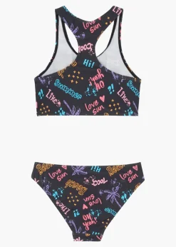 bonprix Jungen|Mädchen|Bikini (2-tlg.Set) schwarz bedruckt