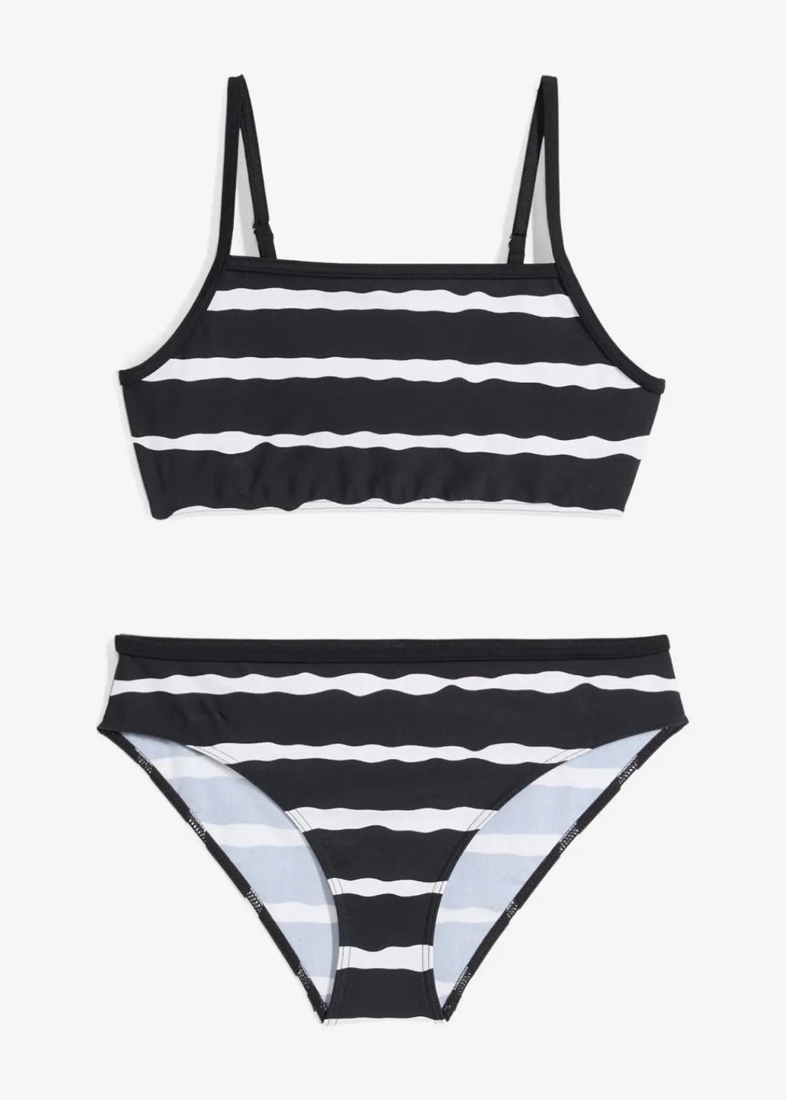 bonprix Jungen|Mädchen|Bikini (2-tlg.Set) schwarz/weiß geringelt