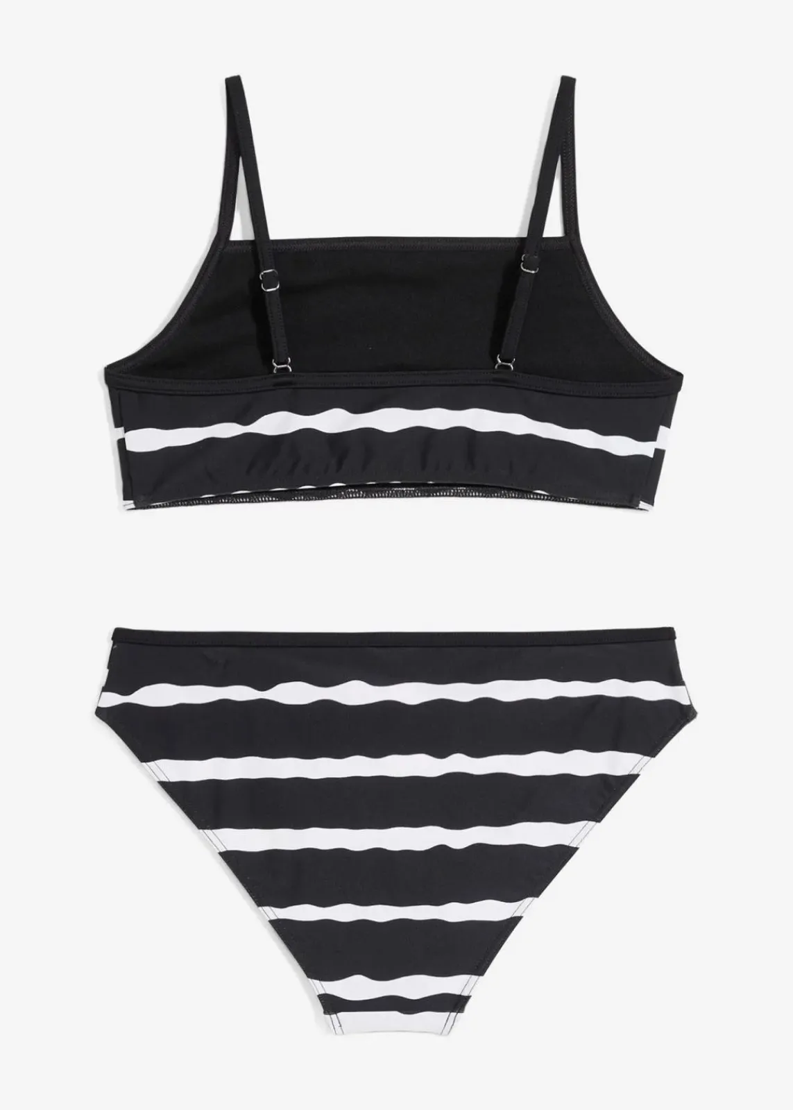 bonprix Jungen|Mädchen|Bikini (2-tlg.Set) schwarz/weiß geringelt
