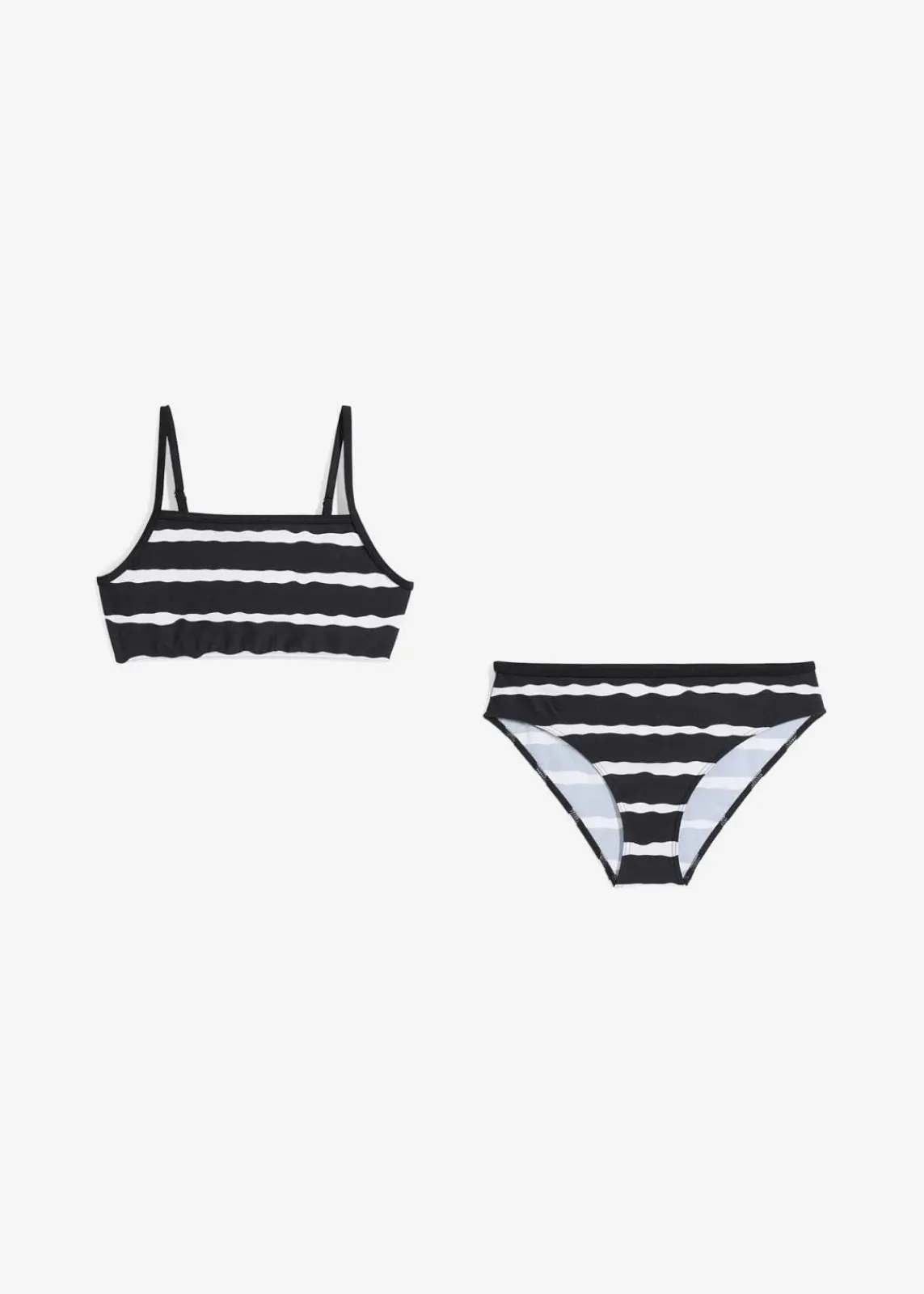 bonprix Jungen|Mädchen|Bikini (2-tlg.Set) schwarz/weiß geringelt