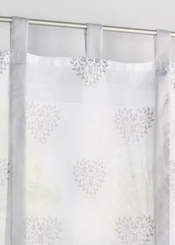 bonprix Raffrollos|Bindegardine mit Herz Druck mit recyceltem Polyester weiß/grau