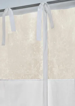 bonprix Raffrollos|Bindegardine mit Stickerei beige/weiß