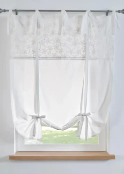 bonprix Raffrollos|Bindegardine mit Stickerei weiß