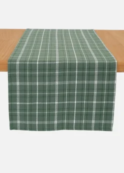 bonprix Geschirr & Servieren|Tischdecken|Bio Baumwoll Tischläufer mit Karomuster moosgrün/weiß