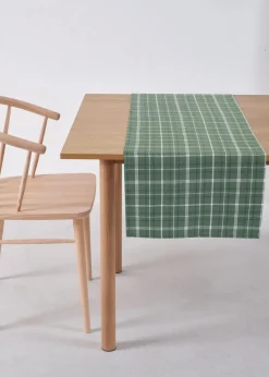 bonprix Geschirr & Servieren|Tischdecken|Bio Baumwoll Tischläufer mit Karomuster moosgrün/weiß