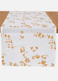 bonprix Geschirr & Servieren|Tischdecken|Bio Baumwoll Tischläufer mit Glanz Druck creme/gold