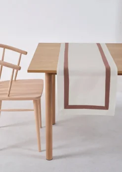 bonprix Geschirr & Servieren|Tischdecken|Bio Baumwoll Tischläufer mit farbiger Kante creme/braun