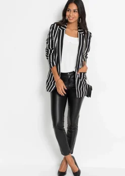 bonprix Bekleidung·Basics|Blazer|Blazer schwarz/wollweiß gestreift