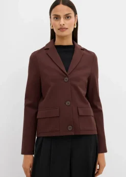 bonprix Sweat|Blazer|Blazer aus Punto di Roma dunkelbraun