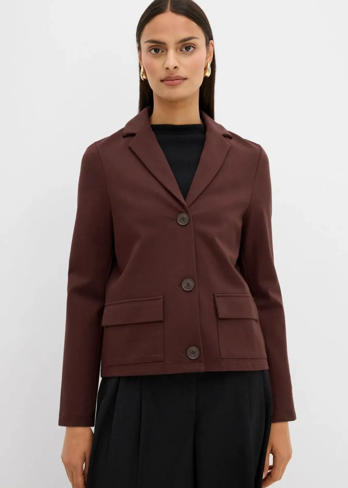 bonprix Sweat|Blazer|Blazer aus Punto di Roma dunkelbraun