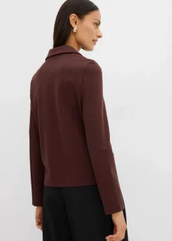 bonprix Sweat|Blazer|Blazer aus Punto di Roma dunkelbraun