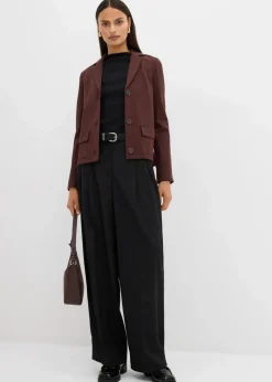 bonprix Sweat|Blazer|Blazer aus Punto di Roma dunkelbraun