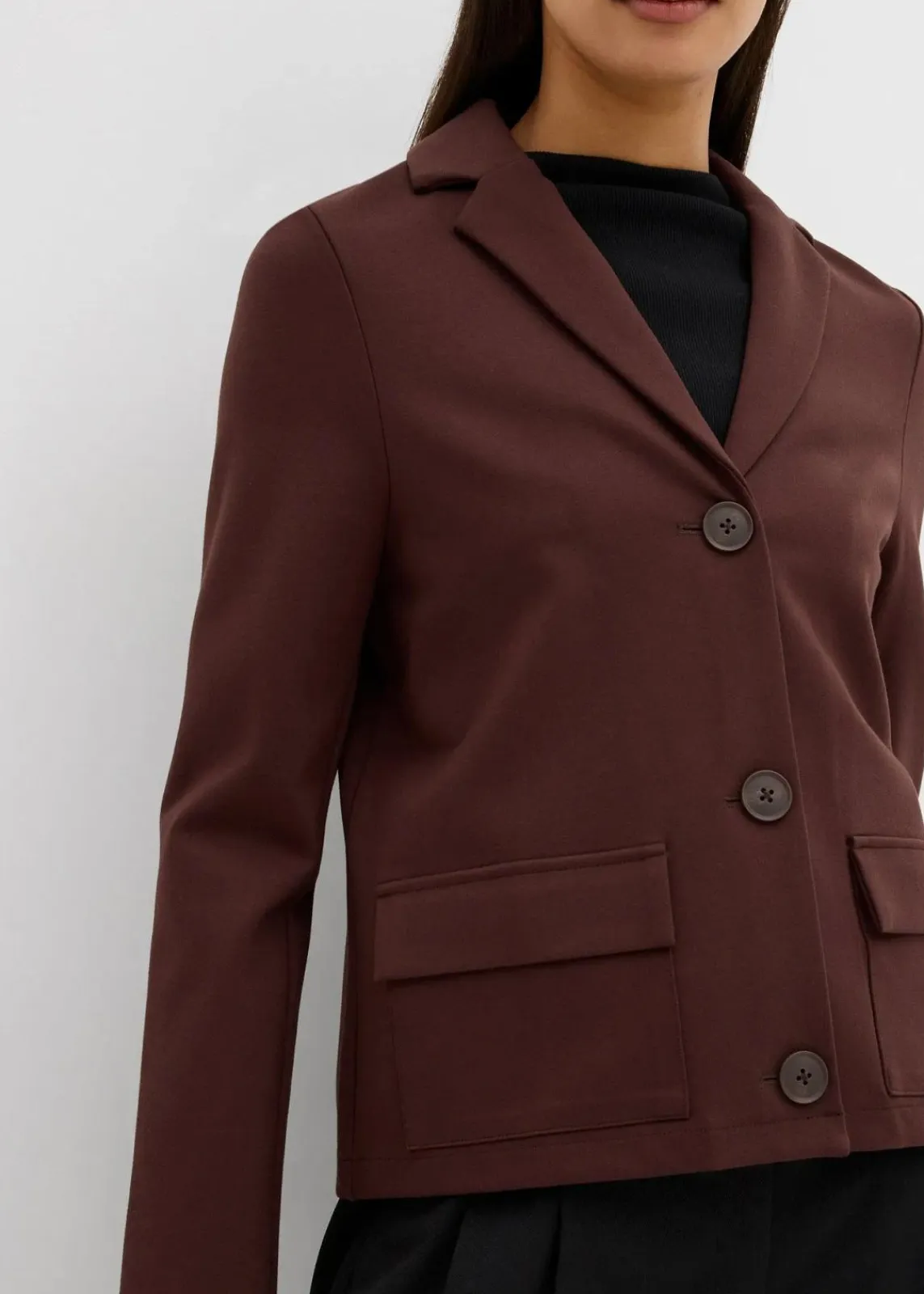 bonprix Sweat|Blazer|Blazer aus Punto di Roma dunkelbraun