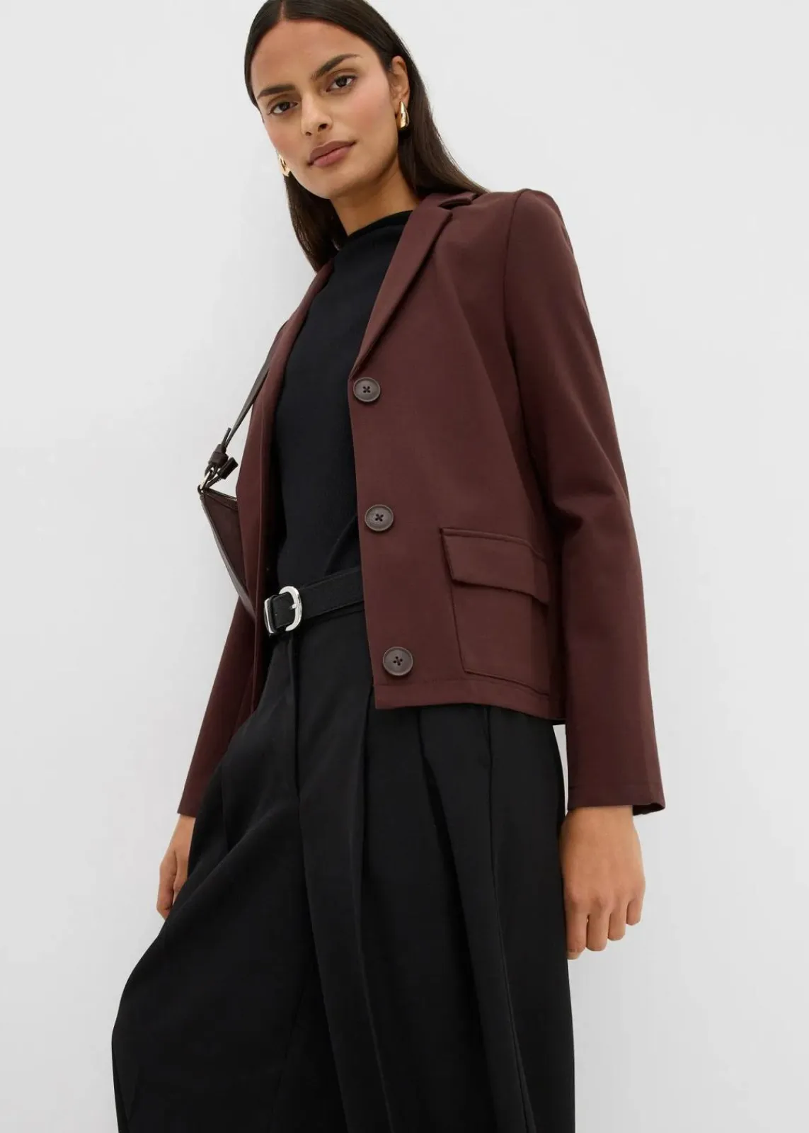 bonprix Sweat|Blazer|Blazer aus Punto di Roma dunkelbraun