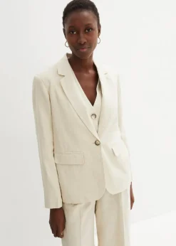 bonprix Bekleidung·Basics|Blazer|Blazer aus reinem Leinen hellsand
