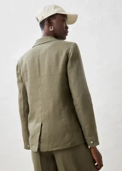 bonprix Bekleidung·Basics|Blazer|Blazer aus reinem Leinen dunkeloliv