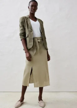 bonprix Bekleidung·Basics|Blazer|Blazer aus reinem Leinen dunkeloliv