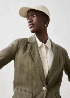 bonprix Bekleidung·Basics|Blazer|Blazer aus reinem Leinen dunkeloliv