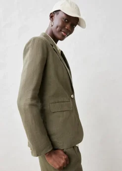 bonprix Bekleidung·Basics|Blazer|Blazer aus reinem Leinen dunkeloliv