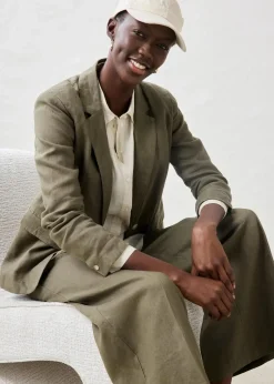 bonprix Bekleidung·Basics|Blazer|Blazer aus reinem Leinen dunkeloliv