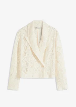 bonprix Blazer|Blazer aus Spitze creme