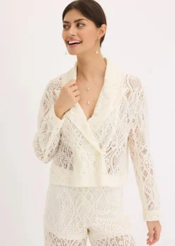 bonprix Blazer|Blazer aus Spitze creme