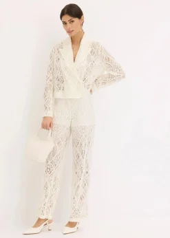 bonprix Blazer|Blazer aus Spitze creme