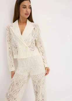 bonprix Blazer|Blazer aus Spitze creme