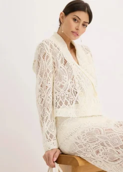 bonprix Blazer|Blazer aus Spitze creme