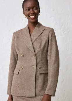 bonprix Bekleidung·Basics|Blazer|Blazer aus weichem Woll-Mix dunkelbraun meliert