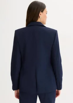 bonprix Bekleidung·Basics|Blazer|Blazer mit dekorativen Handstich Details dunkelblau
