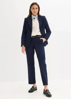 bonprix Bekleidung·Basics|Blazer|Blazer mit dekorativen Handstich Details dunkelblau