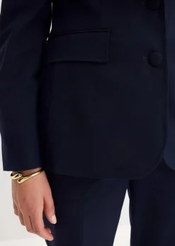 bonprix Bekleidung·Basics|Blazer|Blazer mit dekorativen Handstich Details dunkelblau