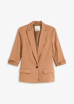 bonprix Bekleidung·Basics|Blazer|Blazer mit drapierten Ärmeln mokkabraun