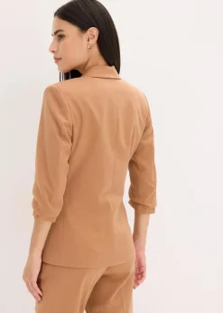 bonprix Bekleidung·Basics|Blazer|Blazer mit drapierten Ärmeln mokkabraun